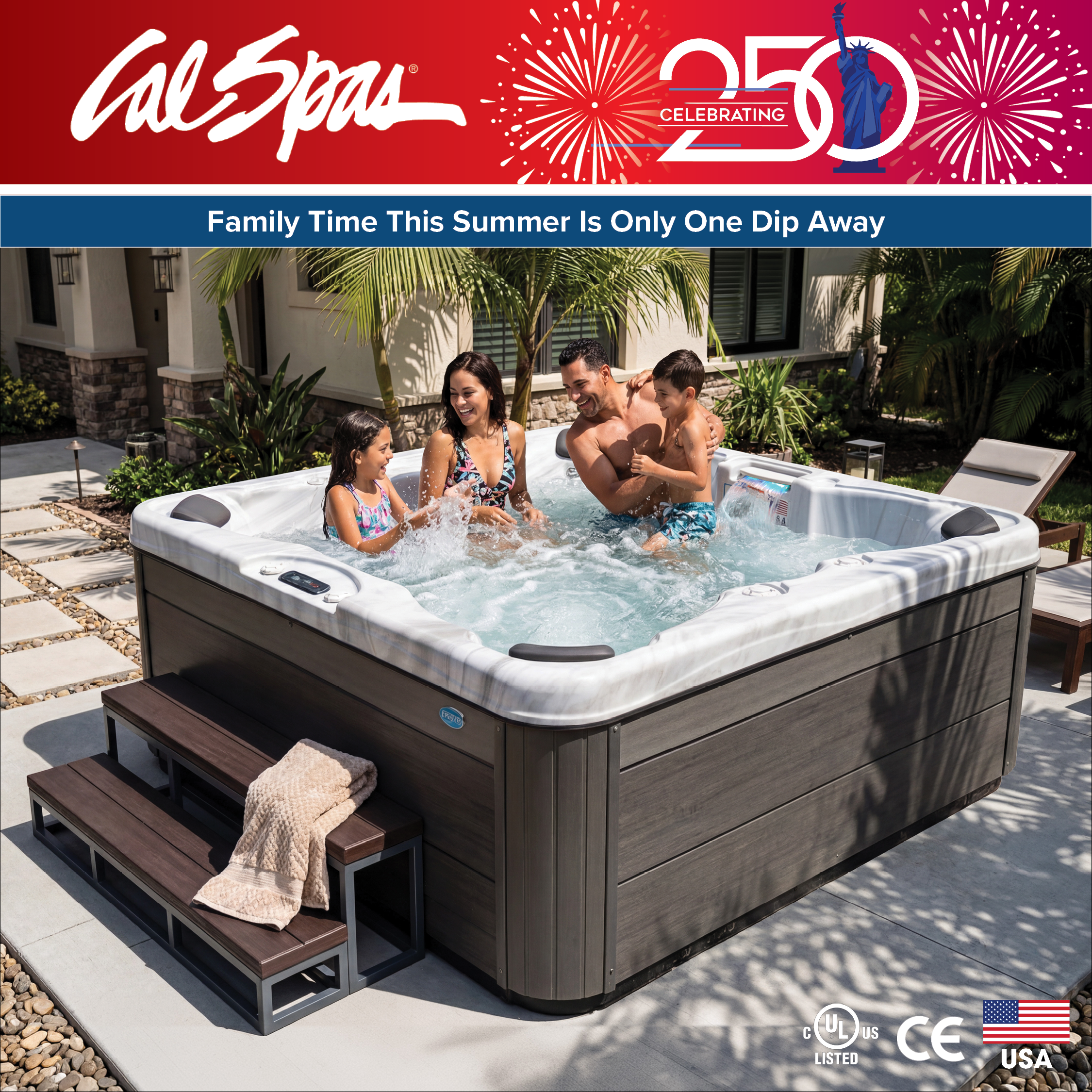 Calspas hot tub being used in a family setting - Farmington